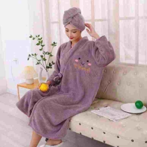 فروش عمده حوله پولیشی زنانه با کلاه پیچ